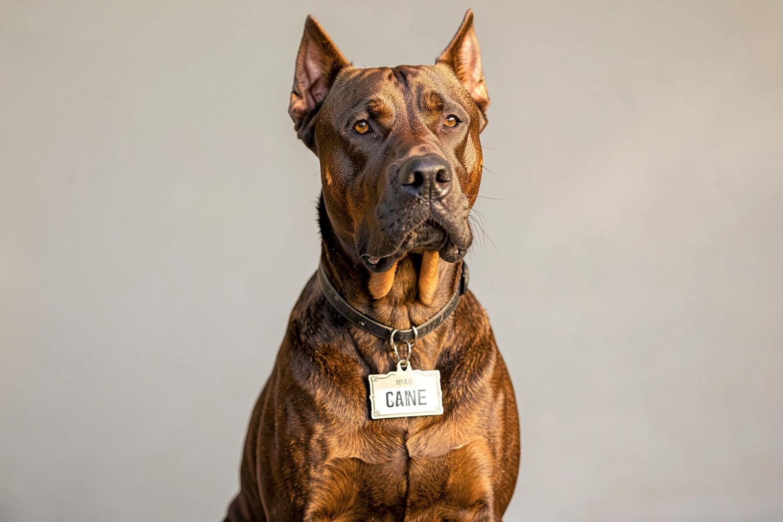 Cane Corso puppy looking up at its owner, illustrating name ideas